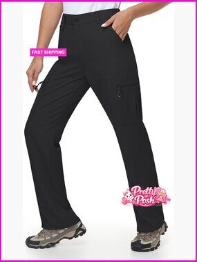 Quick Dry Hiking Pants with Potty Zipper Water-Resistant Stretch Cargo